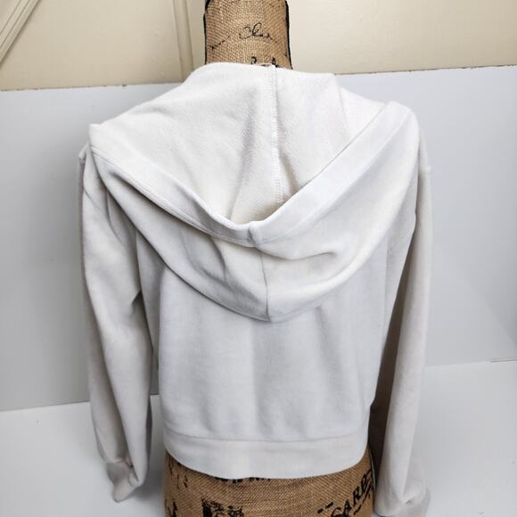 Wallflower Soft Fuzzy Cream Colored Crop Top Hoodie Women's Size M - Picture 3 of 4